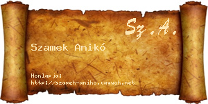 Szamek Anikó névjegykártya
